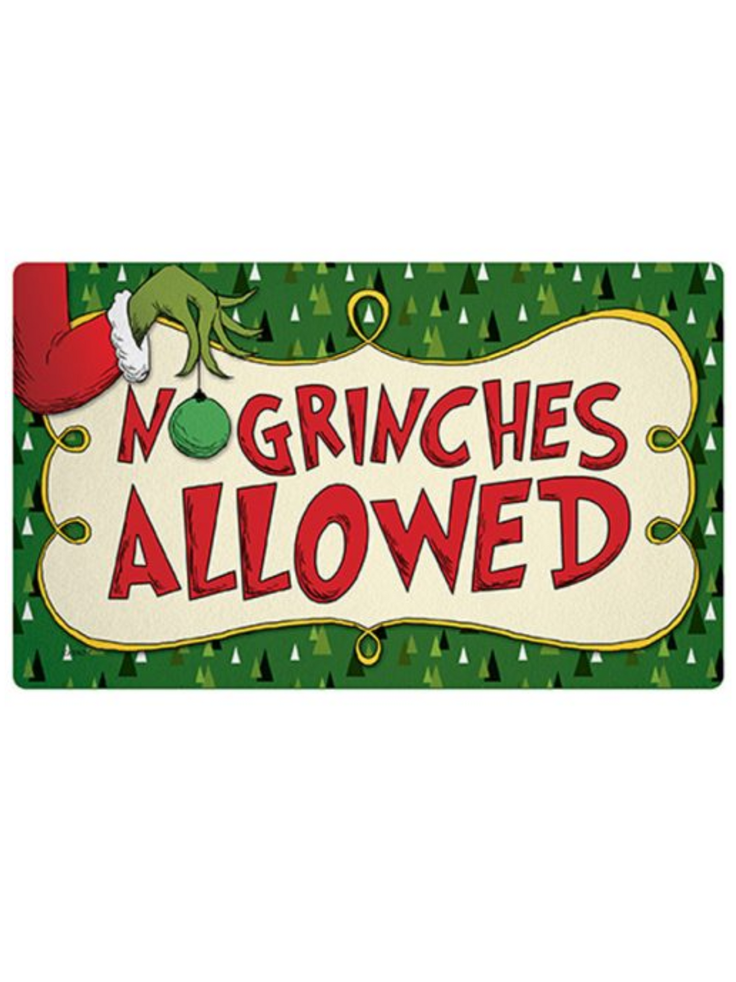 No Grinches Allowed Christmas Mat