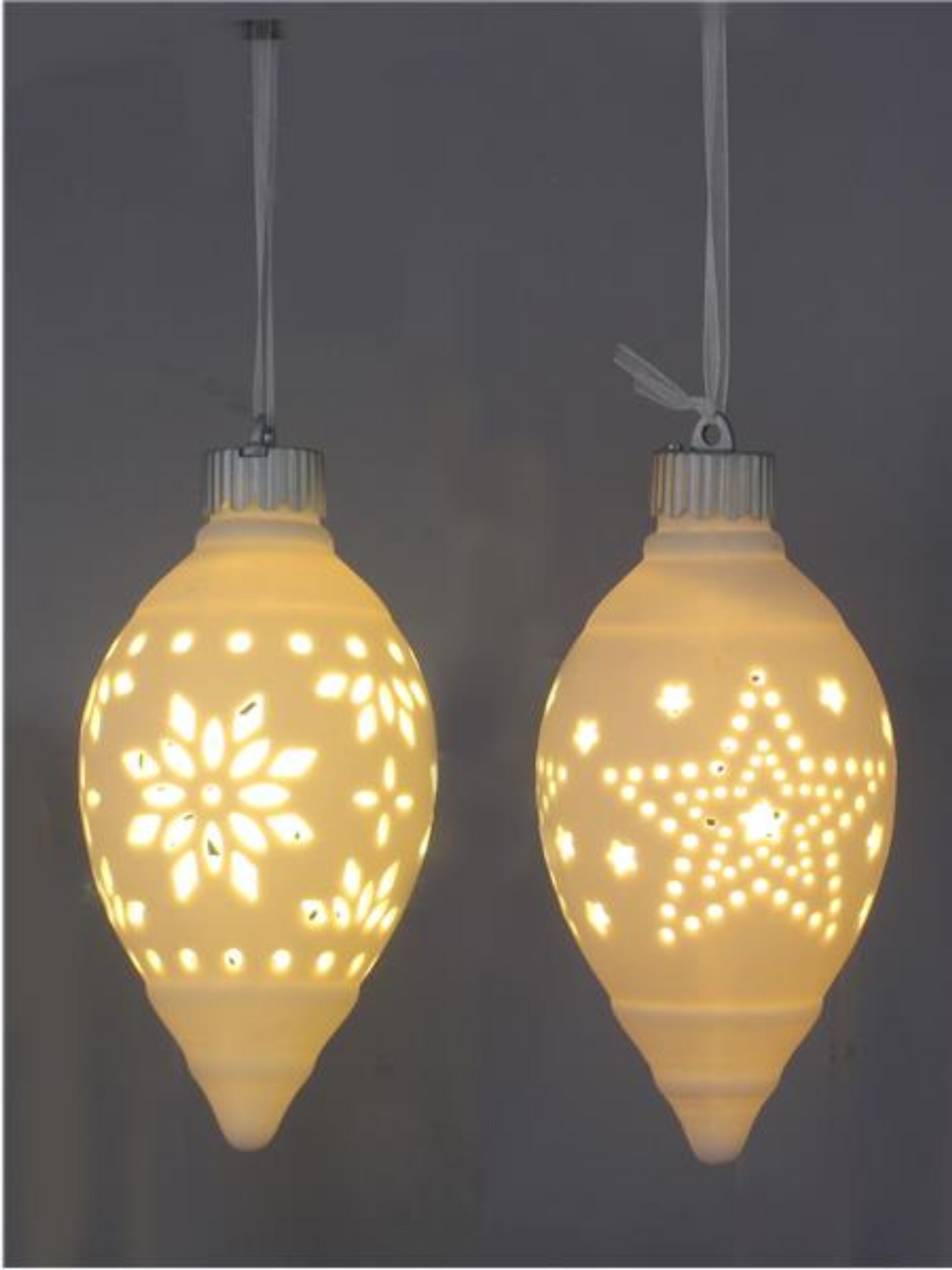White Ceramic Christmas Ornaments With LED