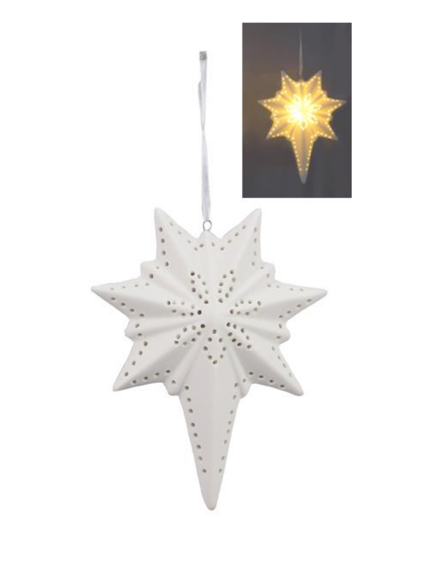 Star Shaped Ceramic LED Christmas Ornament