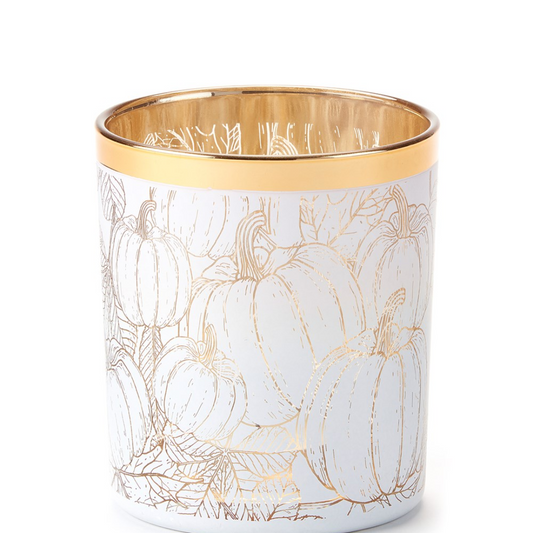 Glass Candle Holder - Gold Pumpkins