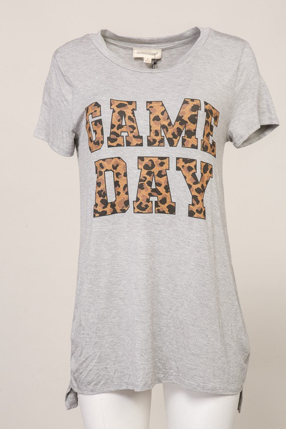 Heather Grey Leopard Game Day Short Sleeve Graphic Tee