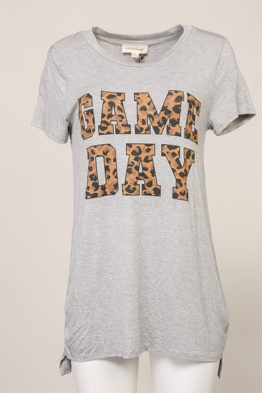 Heather Grey Leopard Game Day Short Sleeve Graphic Tee