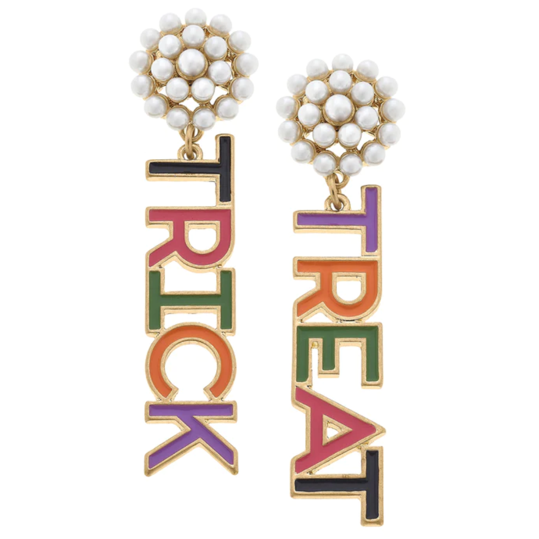 Halloween Enamel Trick Or Treat Earrings in Multi