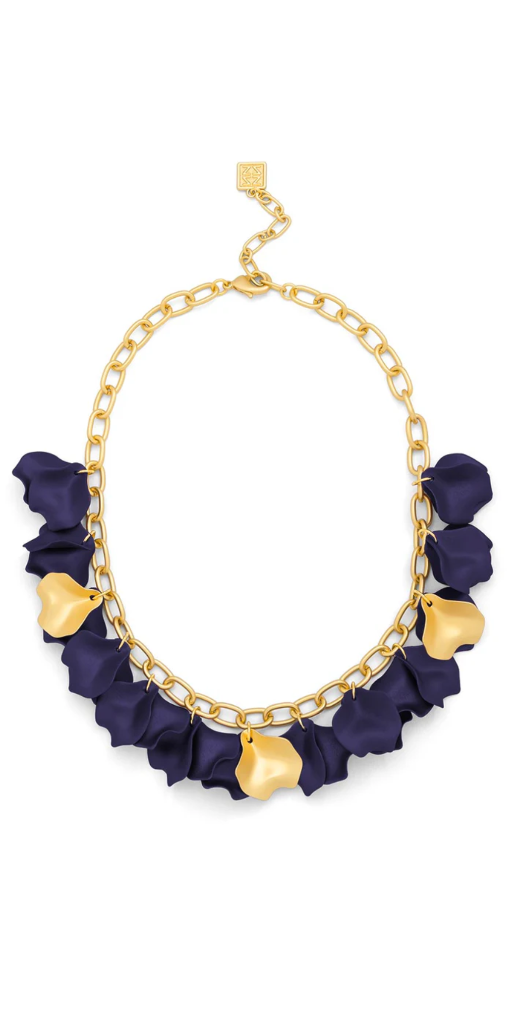 Metallic Resin Petal Collar Link Necklace