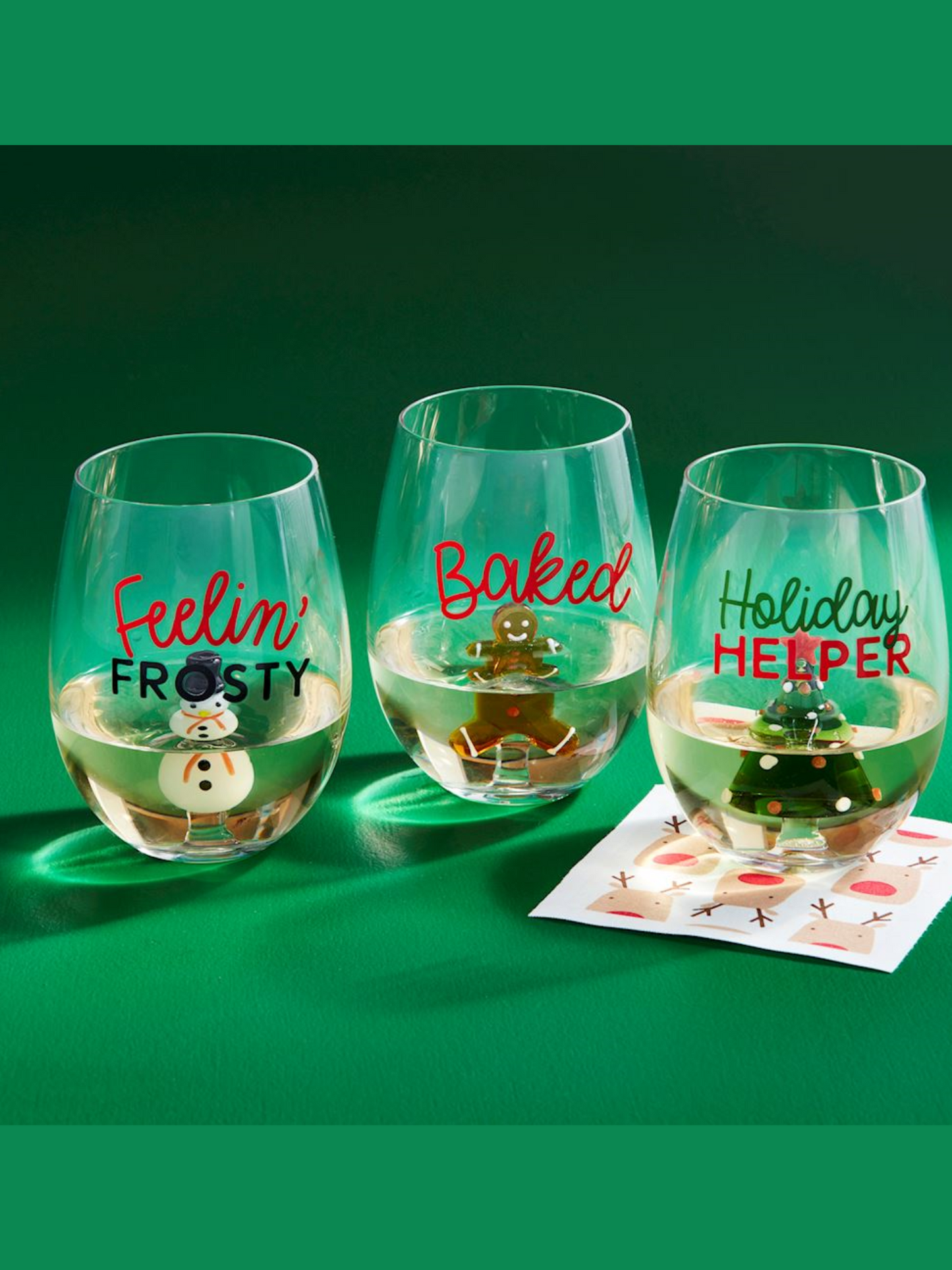 Mud Pie Icon Wine Glass, Gingerbread, 16 oz