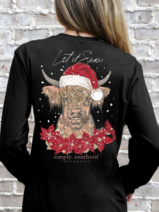 Simply Southern Long Sleeve Let It Snow Cow Shirt