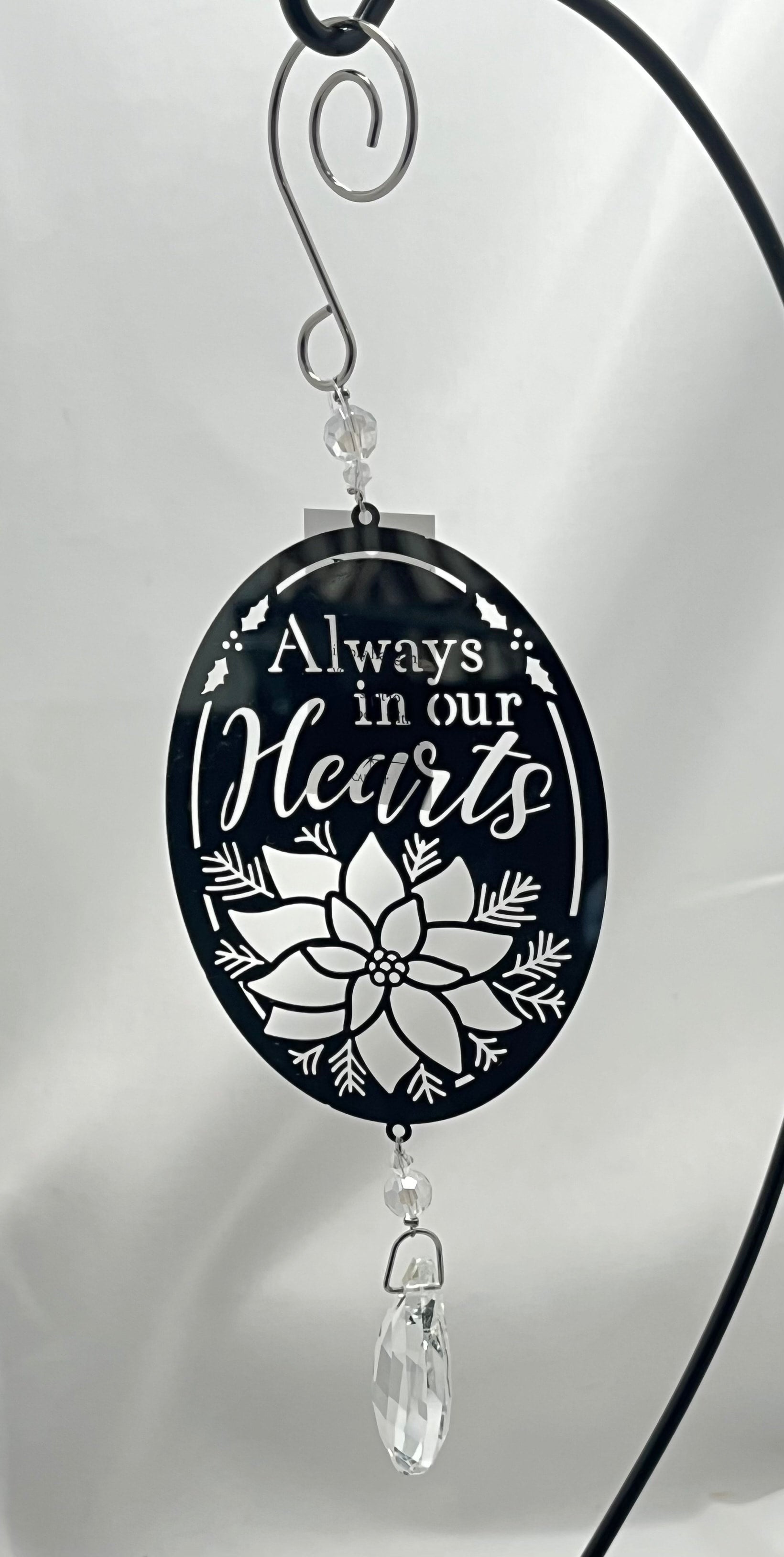 Always In Our Hearts Metal Ornament With Crystal