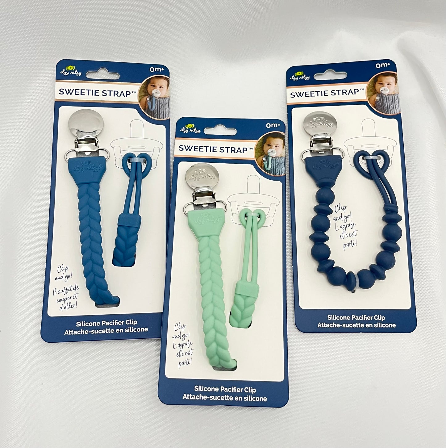 Sweetie Strap Silicoine One-Piece Pacifier Clip- Mint Braid