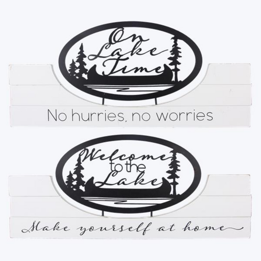 Wood & Laser Metal Lake Wall Signs