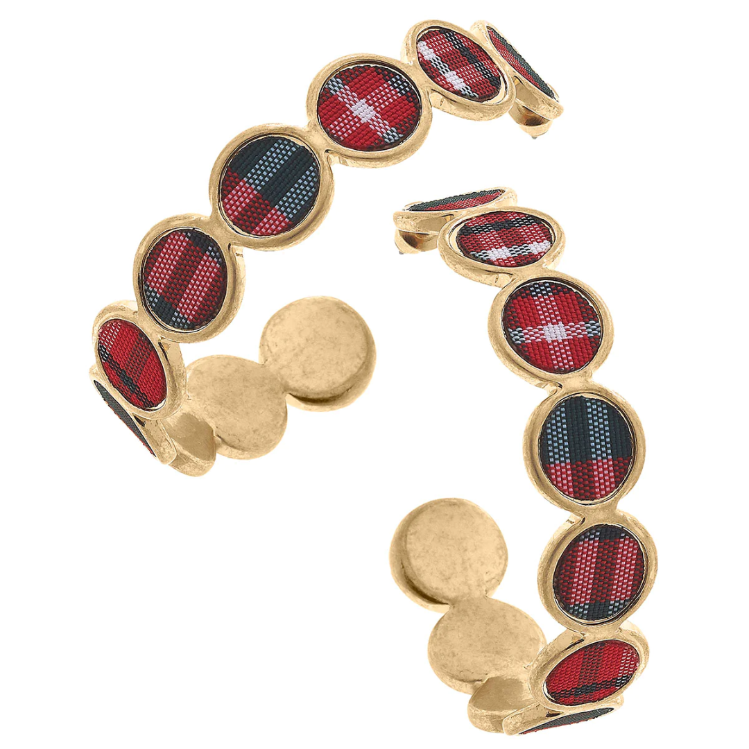 Ava Disc Hoop Earrings in Tartan