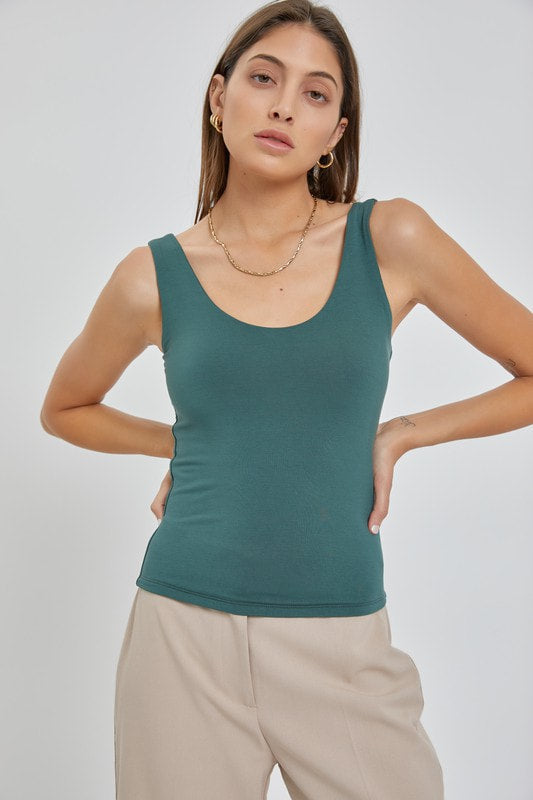 Double Lined Jersey Scoop Neck Tank