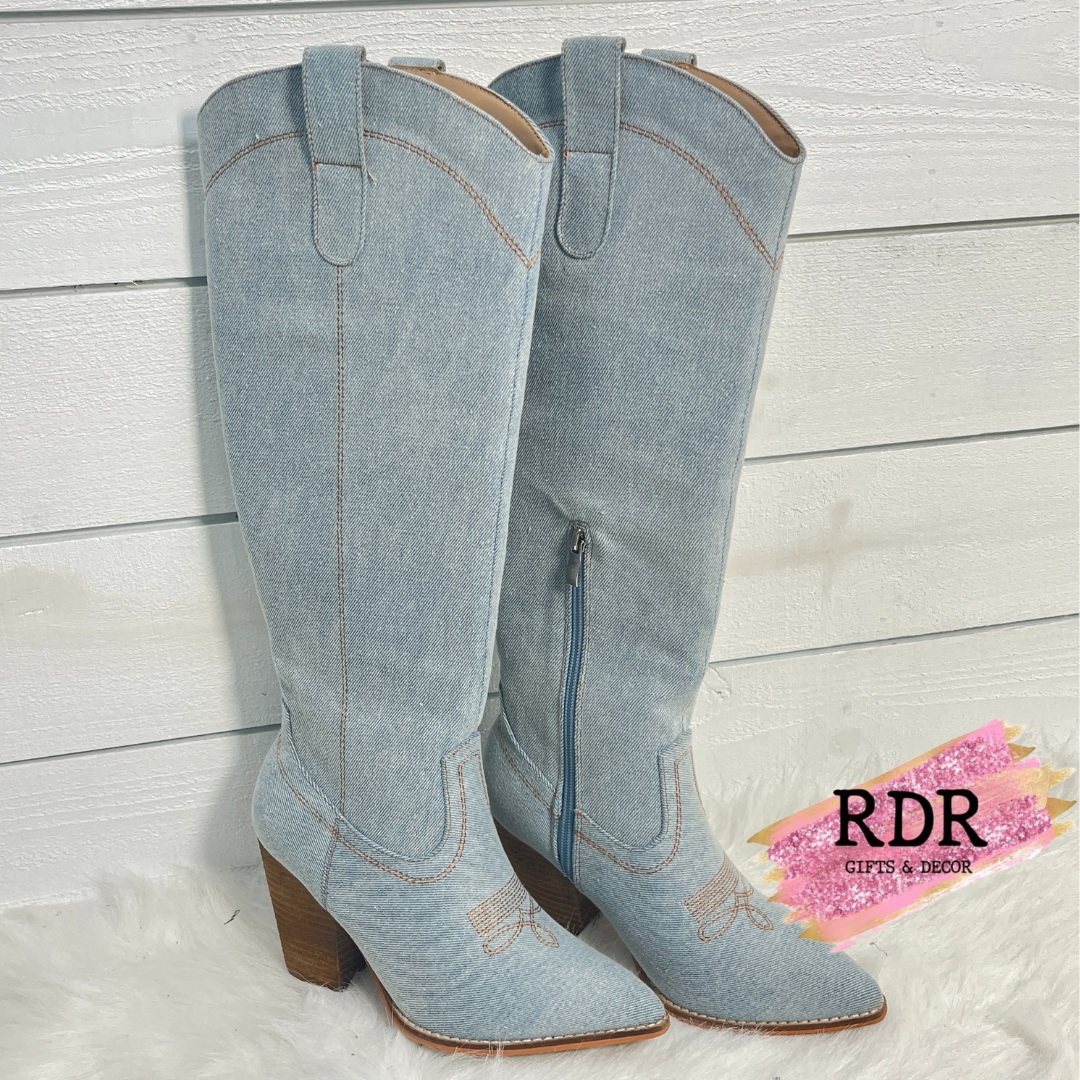 Corkys Unforgetable Light Blue Denim Boots