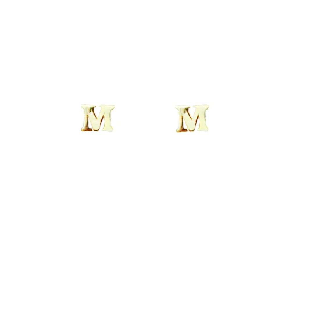 Sterling Gold Block Letter Initial Earring