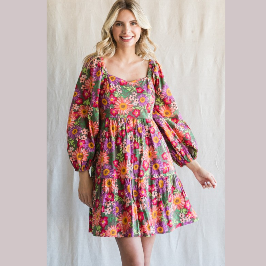 Floral Print Baby Doll Dress