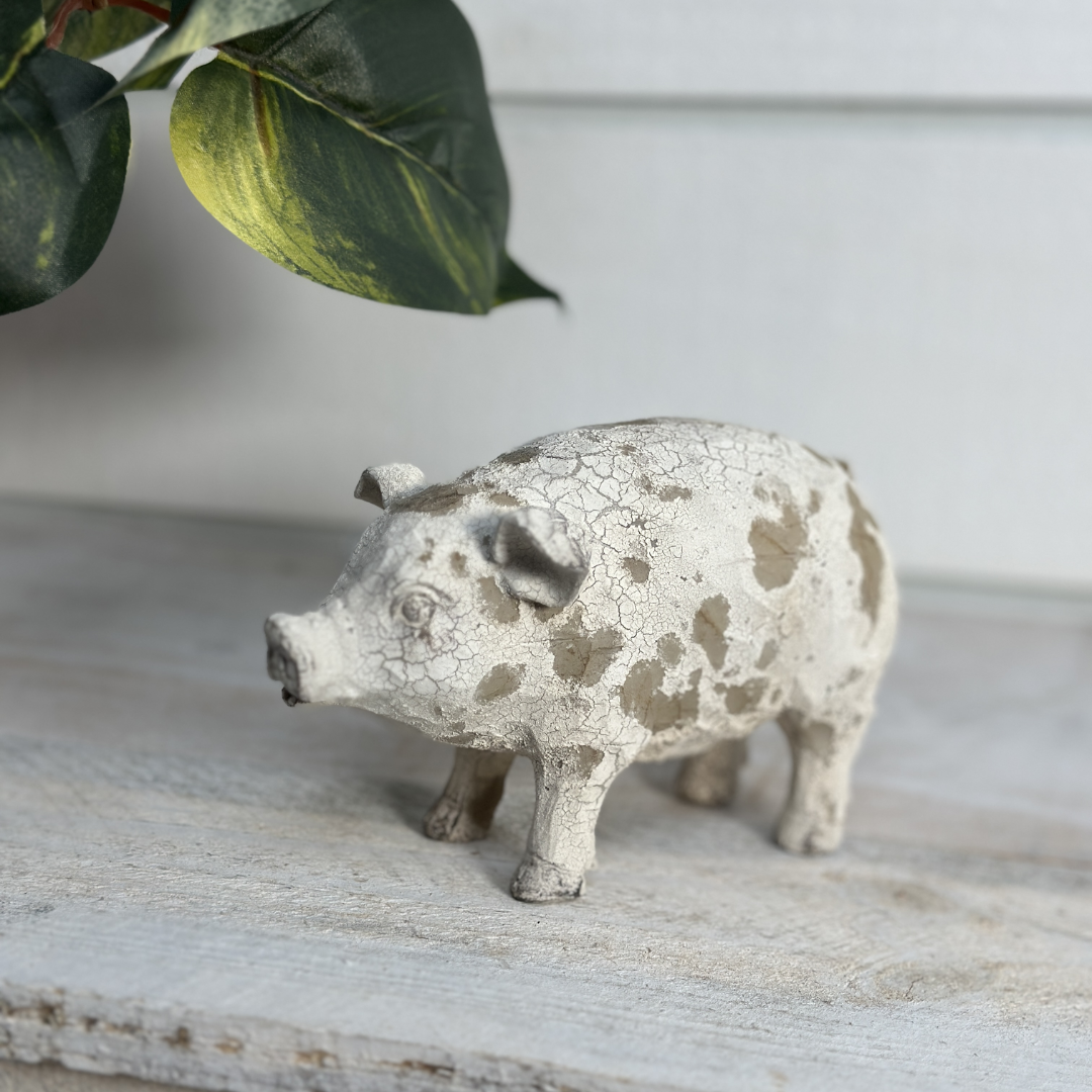 White and Brown Distressed Farm Animal Tabletop Figurines