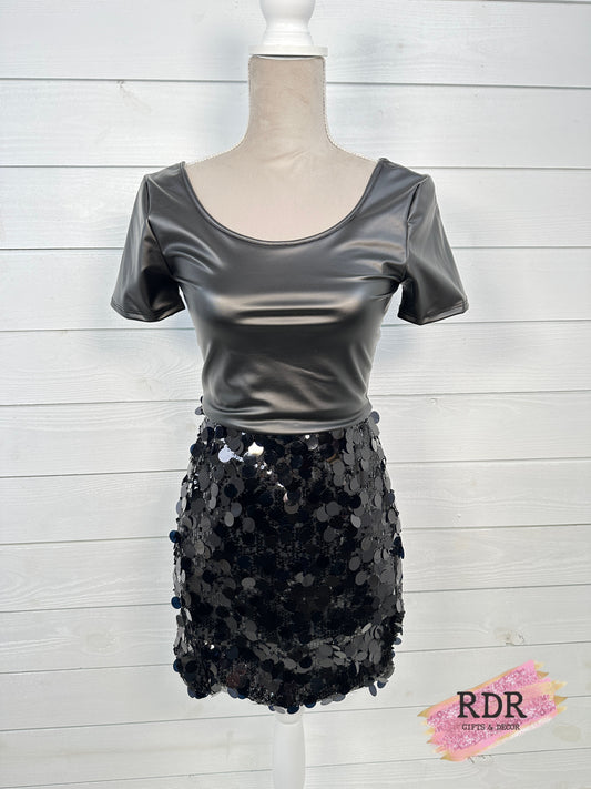 Concert Mini Skirt With Disc & Sequin Detail