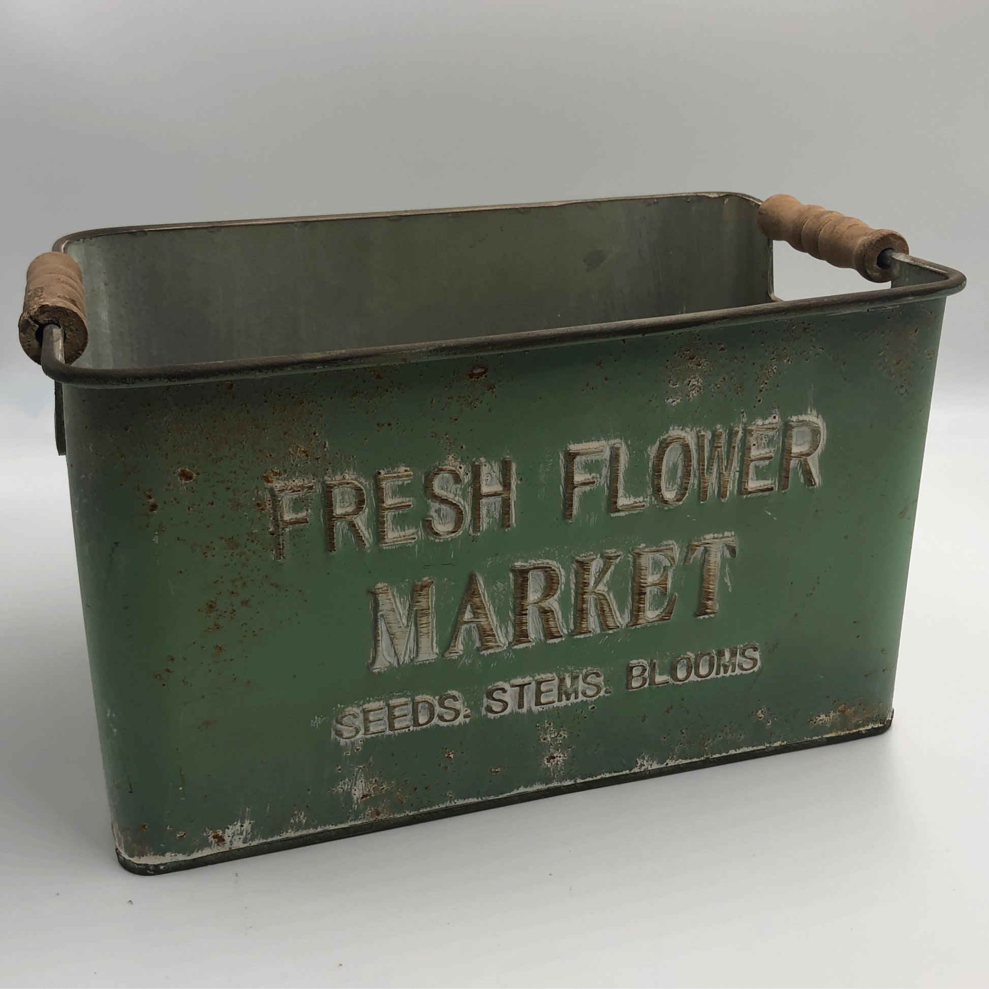 Small Green Metal Fresh Flower Market Tin