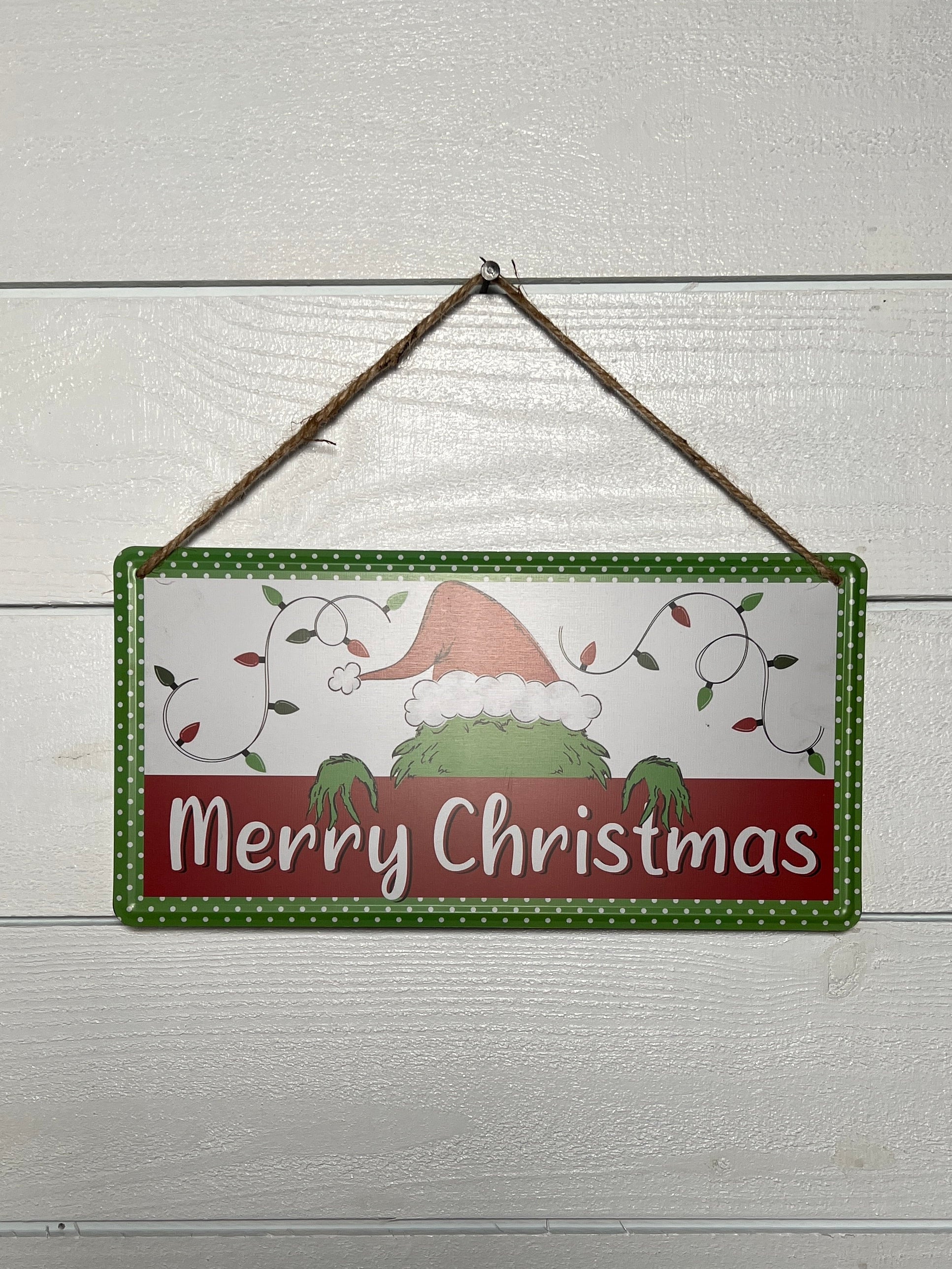 Horizontal Tin Merry Christmas Sign