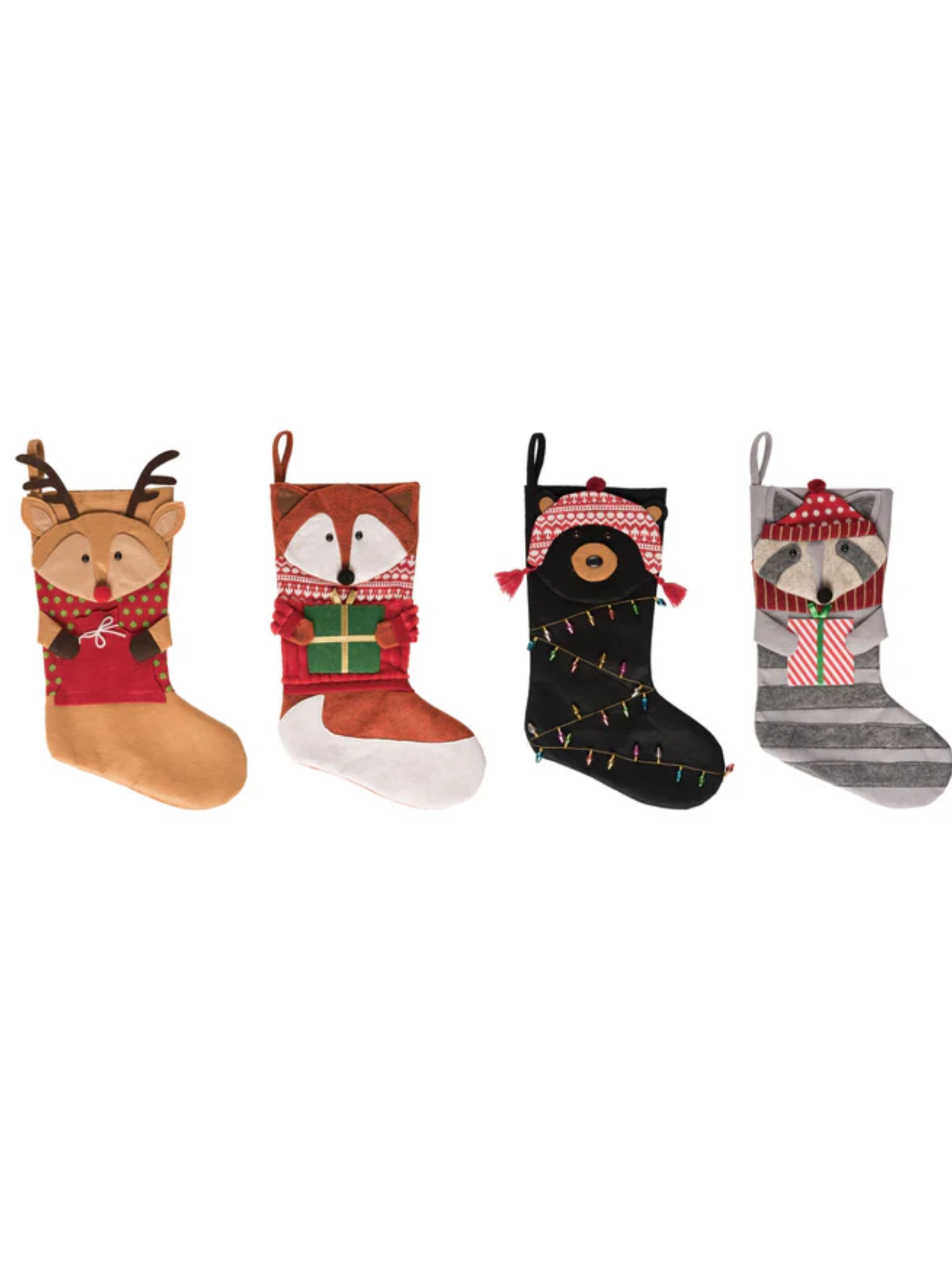 Fabric Woodland Christmas Character Stocking