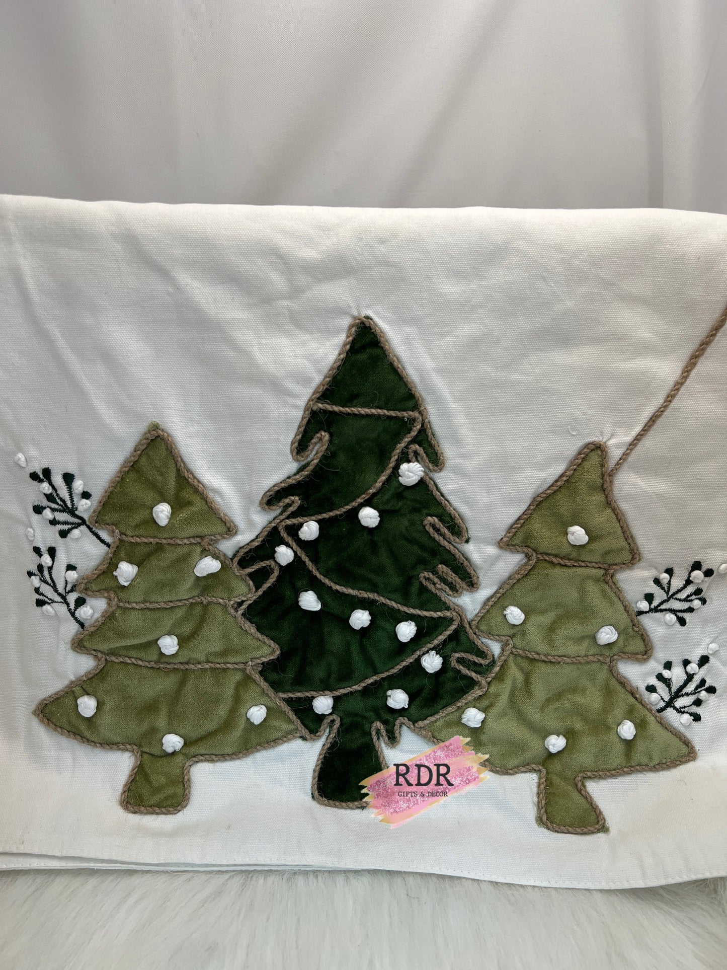 White Merry Christmas Table Runner