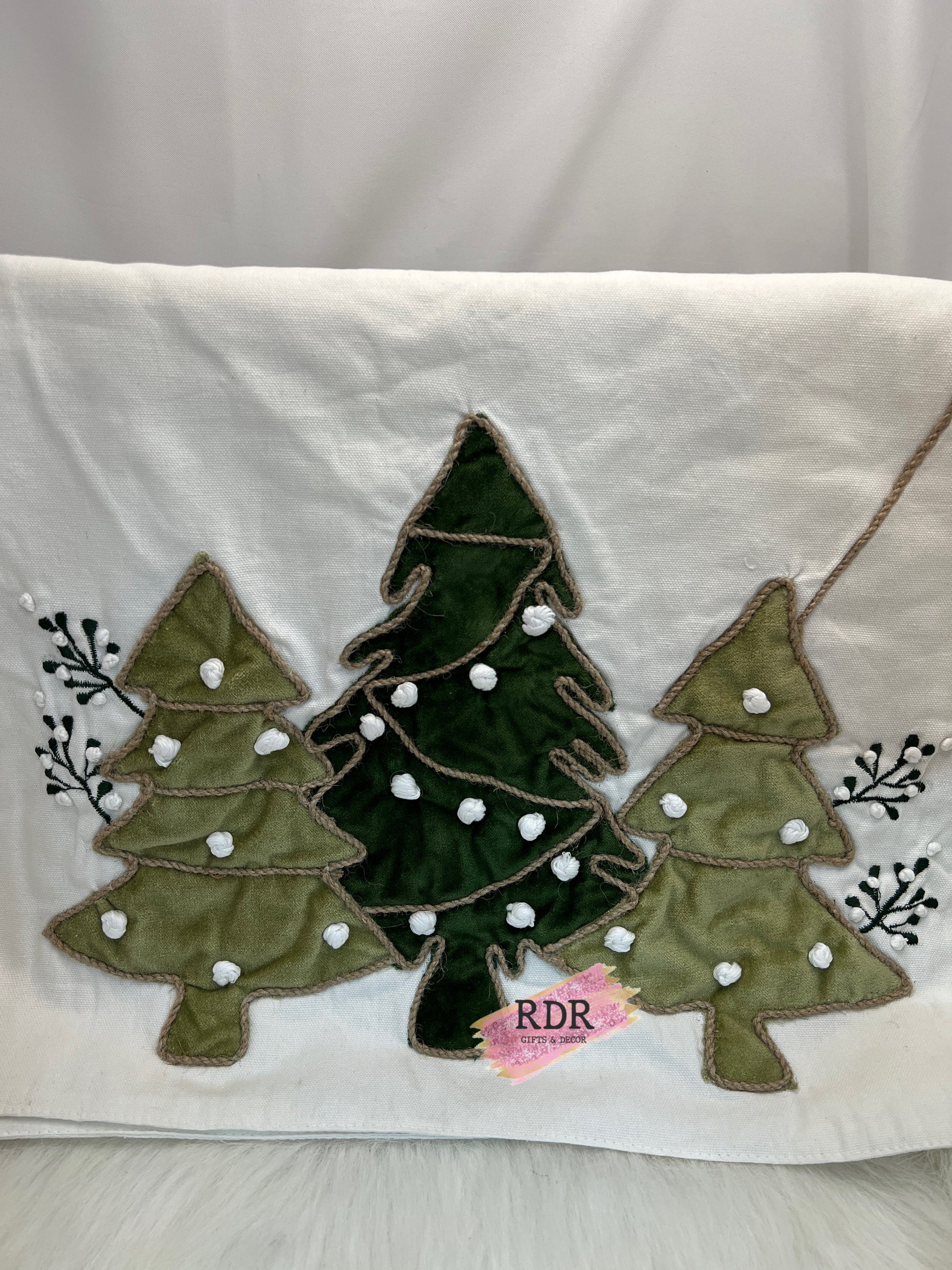 White Merry Christmas Table Runner