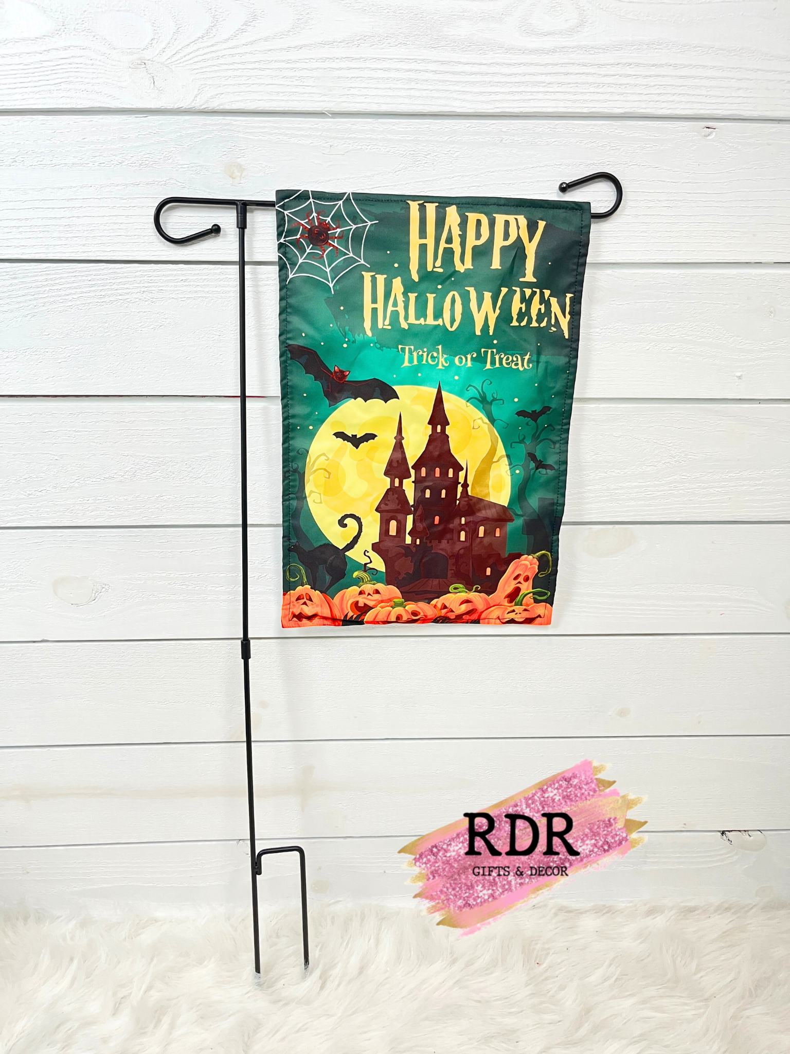 Halloween Light Up Garden Flag With Stand
