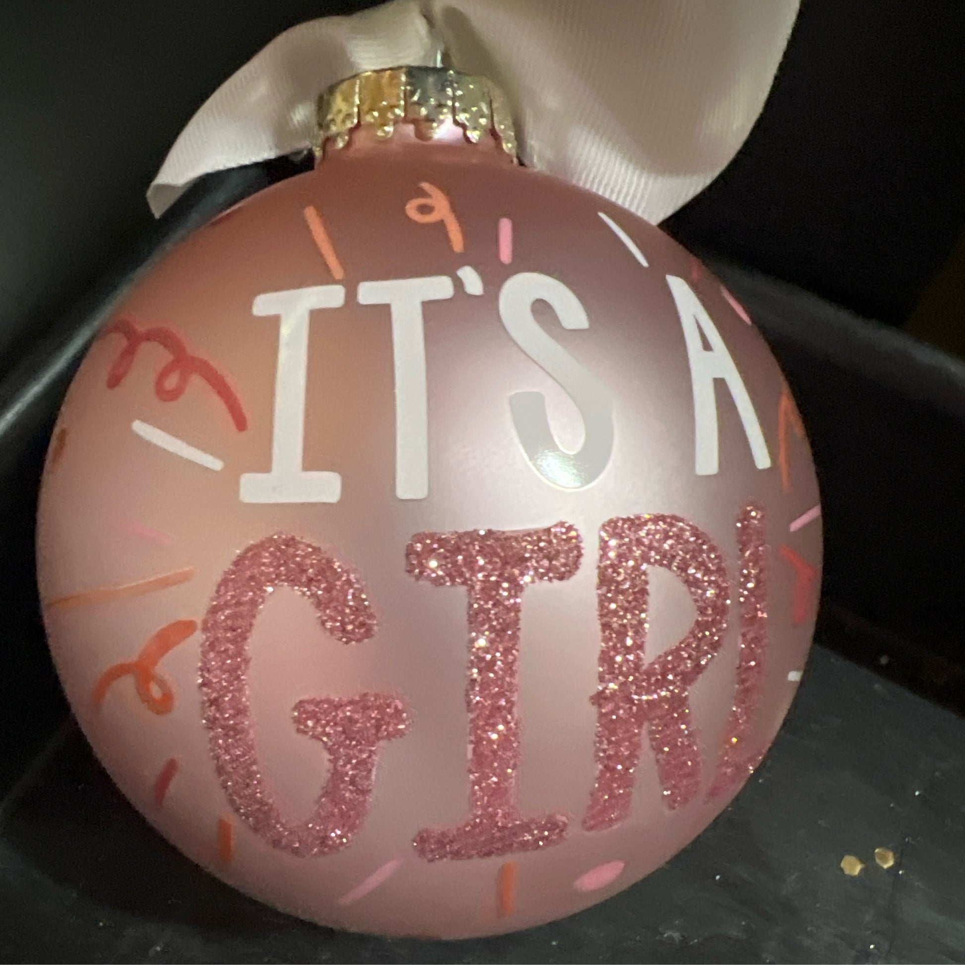 It's A Girl Glass Ball Ornament