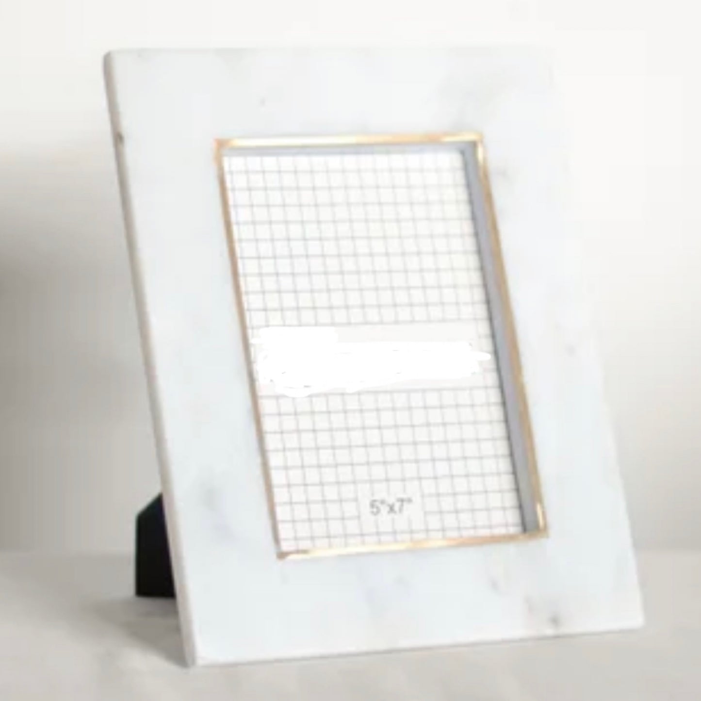 White Marble Picture Frame With Brass Lining- 10x8