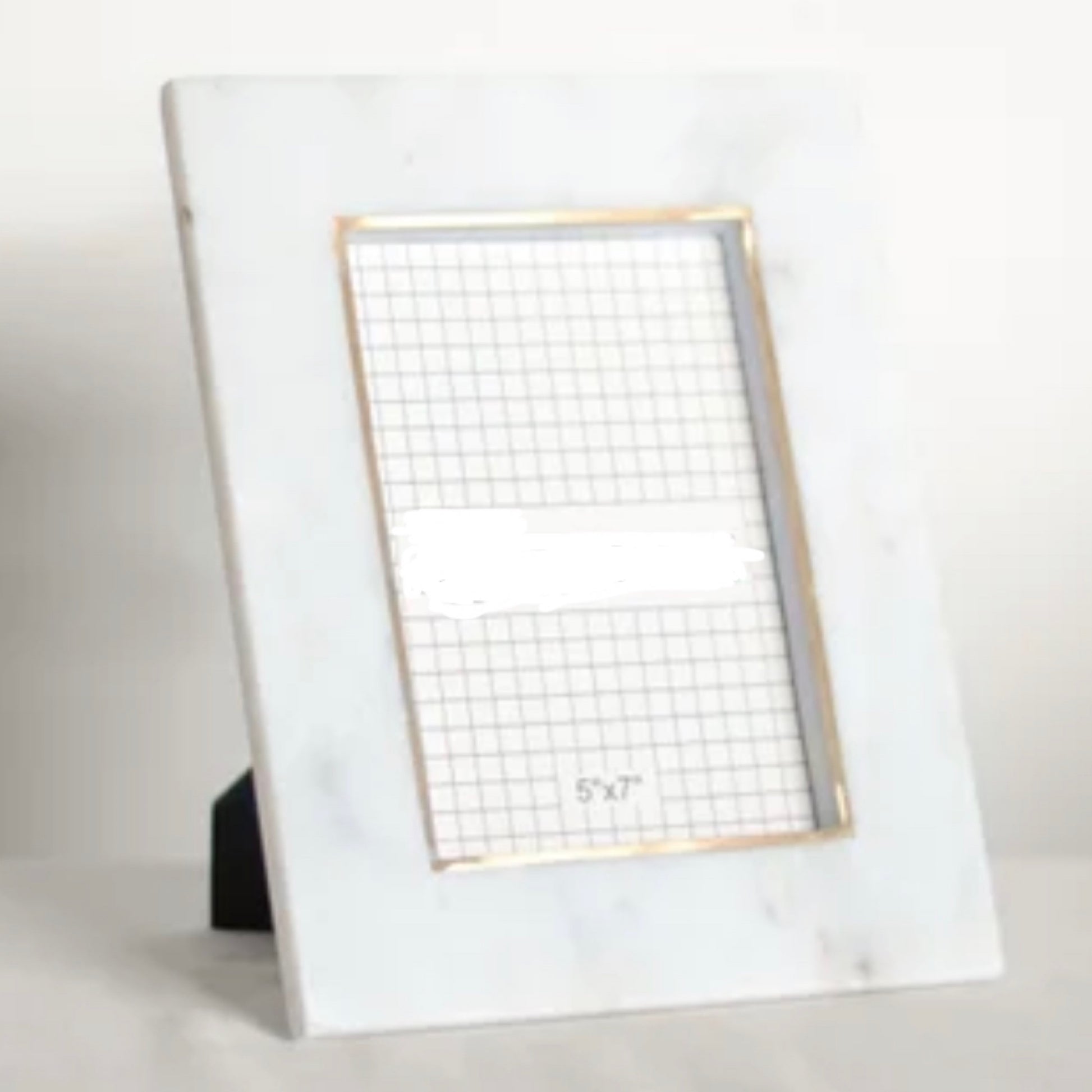 White Marble Picture Frame With Brass Lining- 10x8