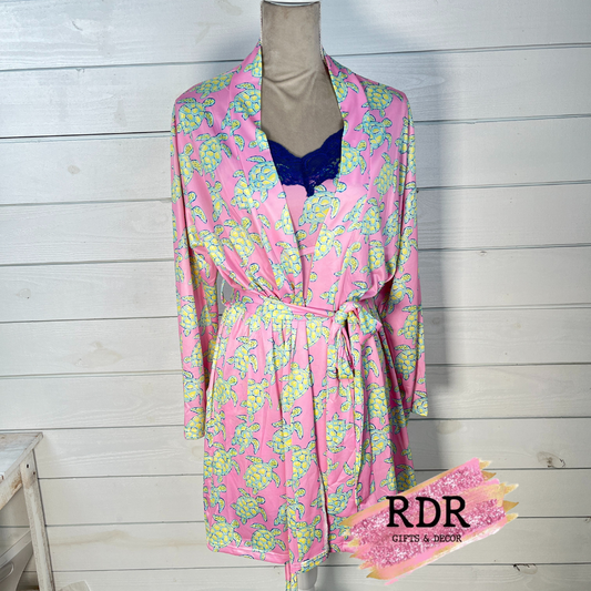 Simply Southern PJ Gown & Robe Set- Turtle Print