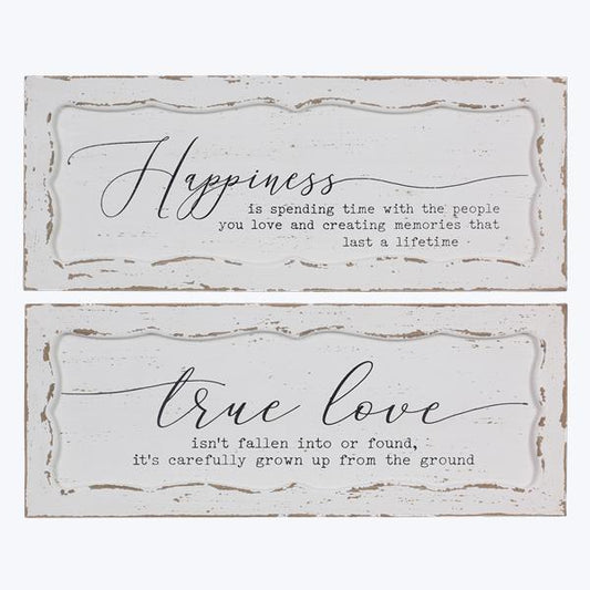 Happiness Or True Love Wood Ivory Inset Sign