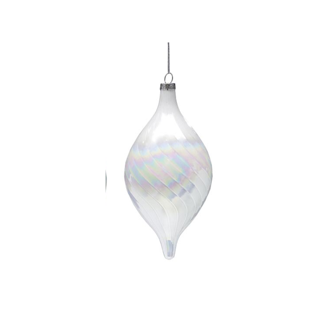 White Glass Swirl Ornament