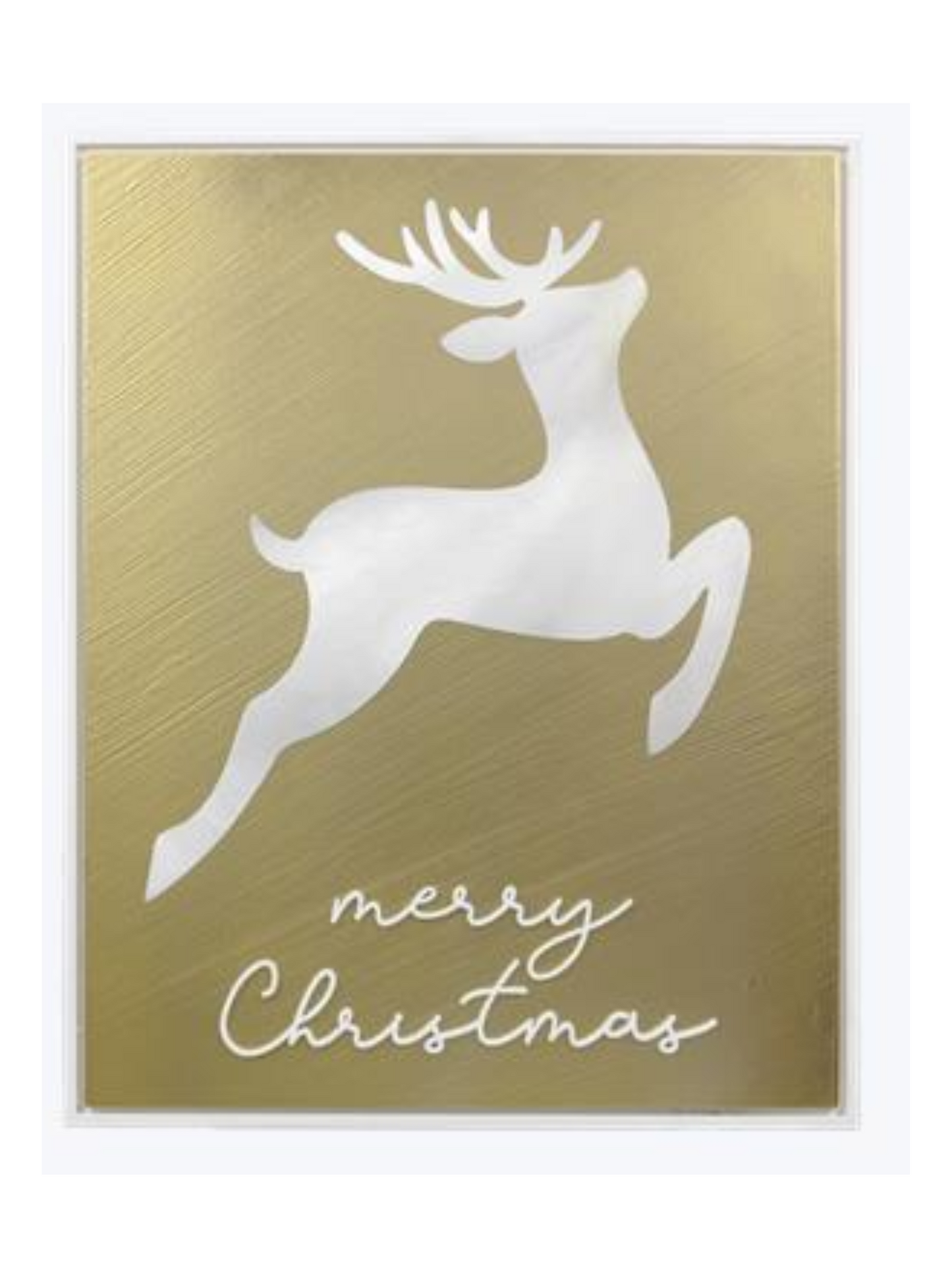 Gold Merry Christmas Picture With Mirror Deer