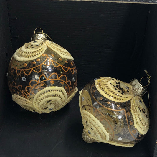 Gold Lace Accent Glass Ornament