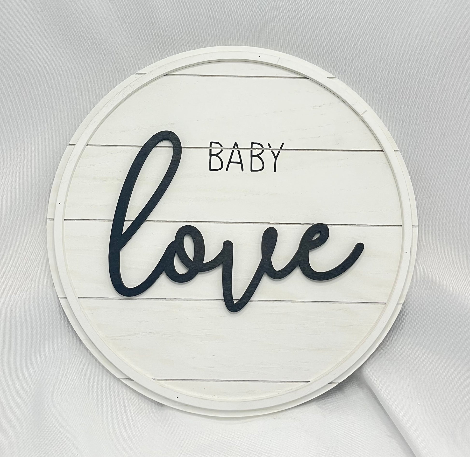 Round Baby Wall Sign With Raised Word