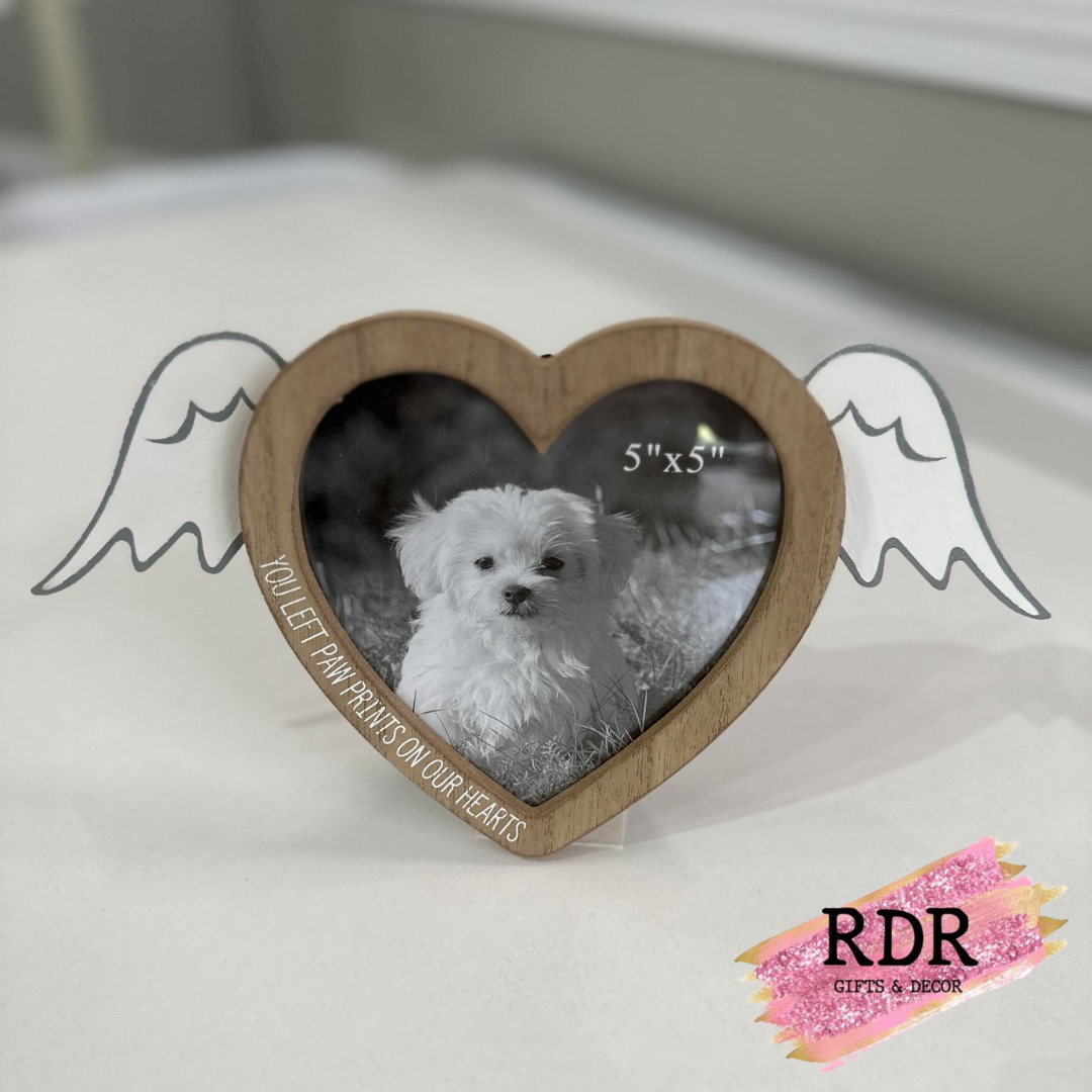 Wood Heart Pet Memorial Picture Frame