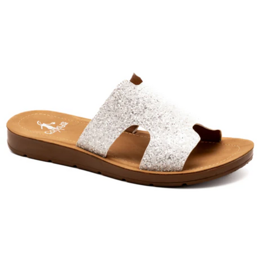 Corkys White Chunky Glitter Bogalusa Sandal