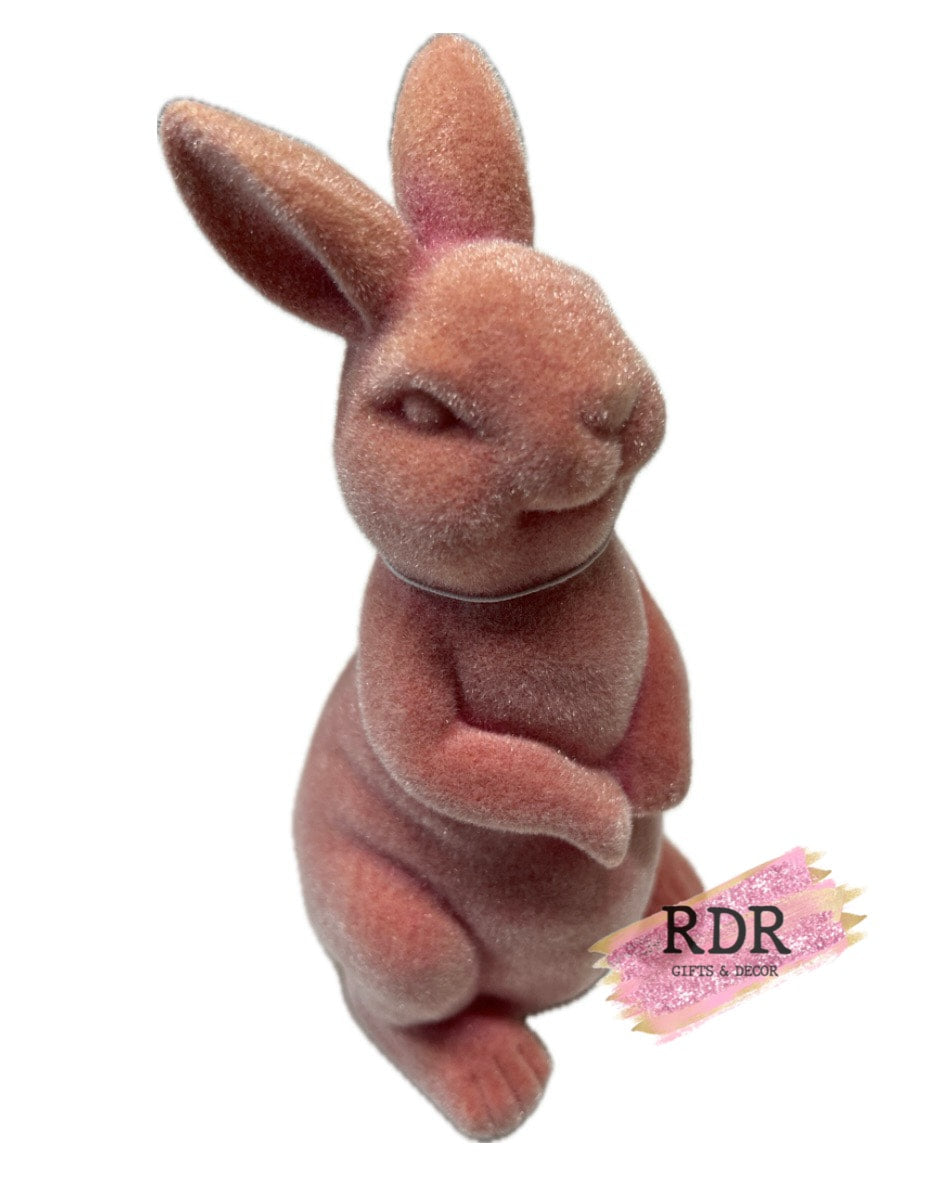 Polystone Velvet Easter Rabbit Figure