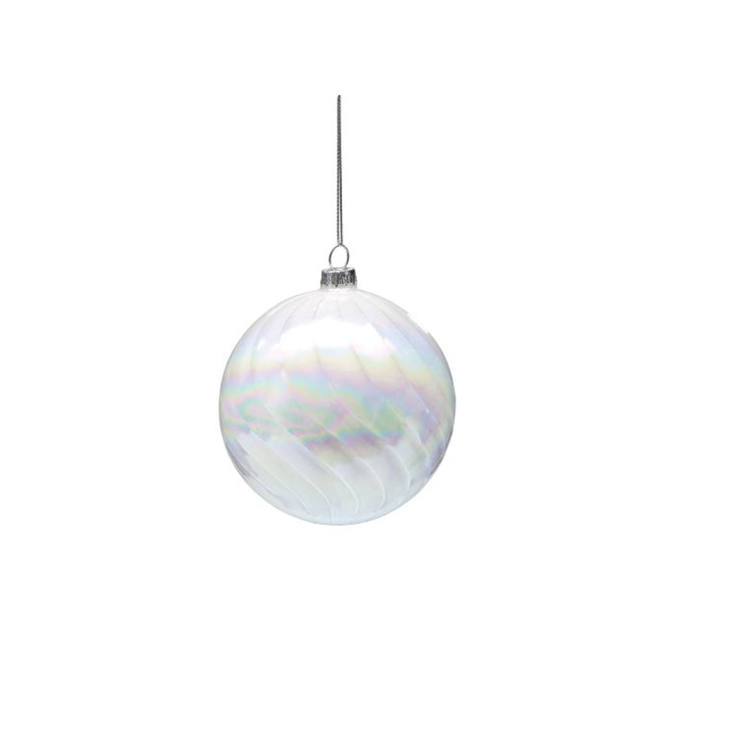 White Glass Swirl Ornament