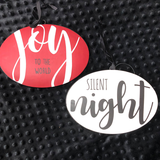 Metal Oval Word Ornament