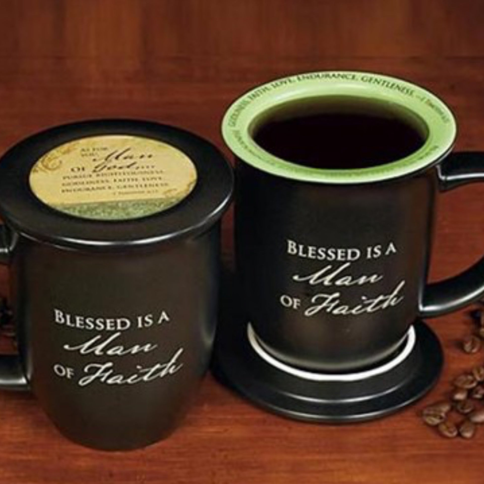 Blessed Is A Man Of Faith W Lid Coaster