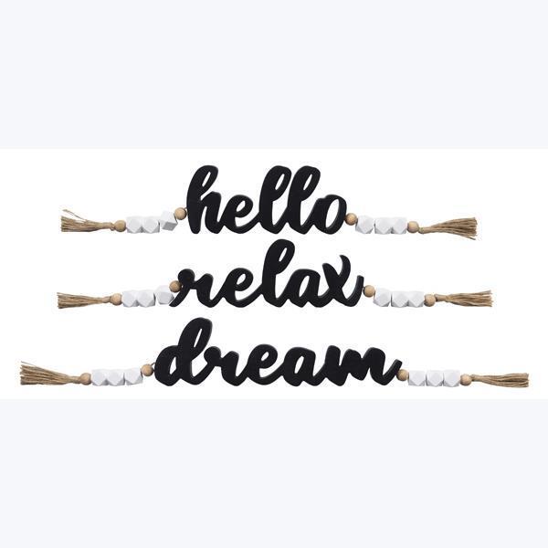 Wood Block Font Tabletop Sign with Blessing Bead Garlands