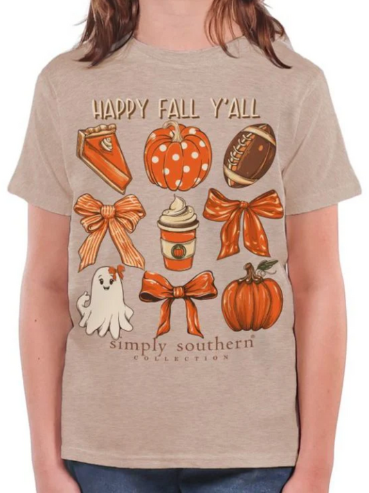 Simply Southern YOUTH Happy Fall Y'all T-Shirt