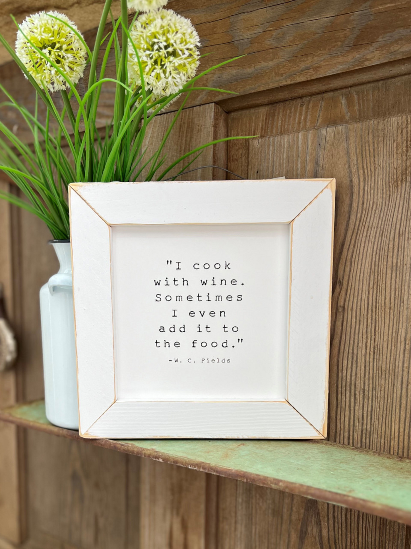 I Cook With Wine Picture In White Frame