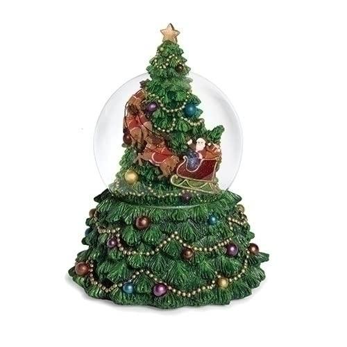 Musical Rotating Christmas Tree Santa and Deer Snowglobe