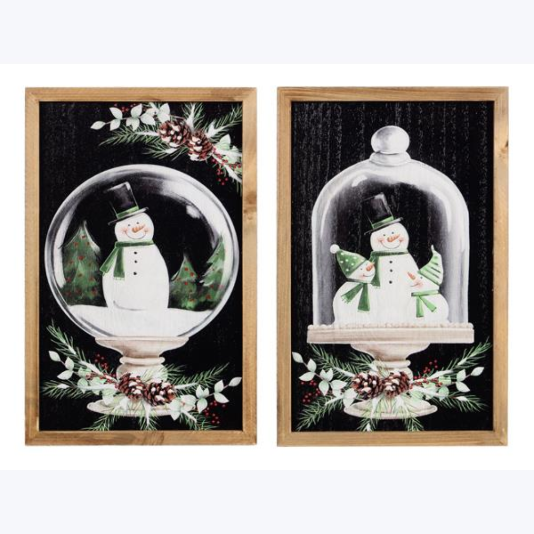Wood Twas the Night Snowman in Dome