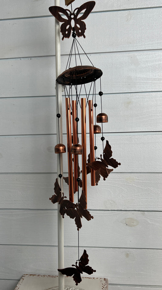 Metal Coppertone Butterfly Wind Chime