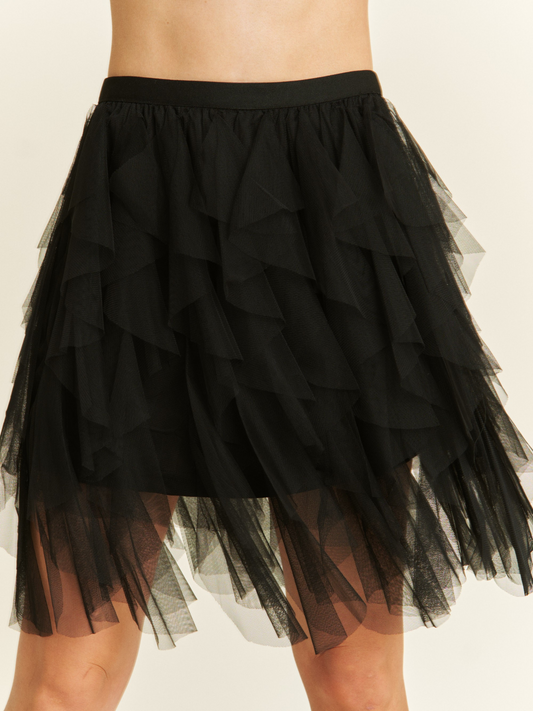 Cascading Tulle Mesh Layered Mini Skirt