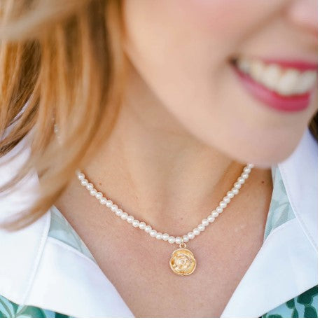 Madison Gold Rose Pearl Necklace