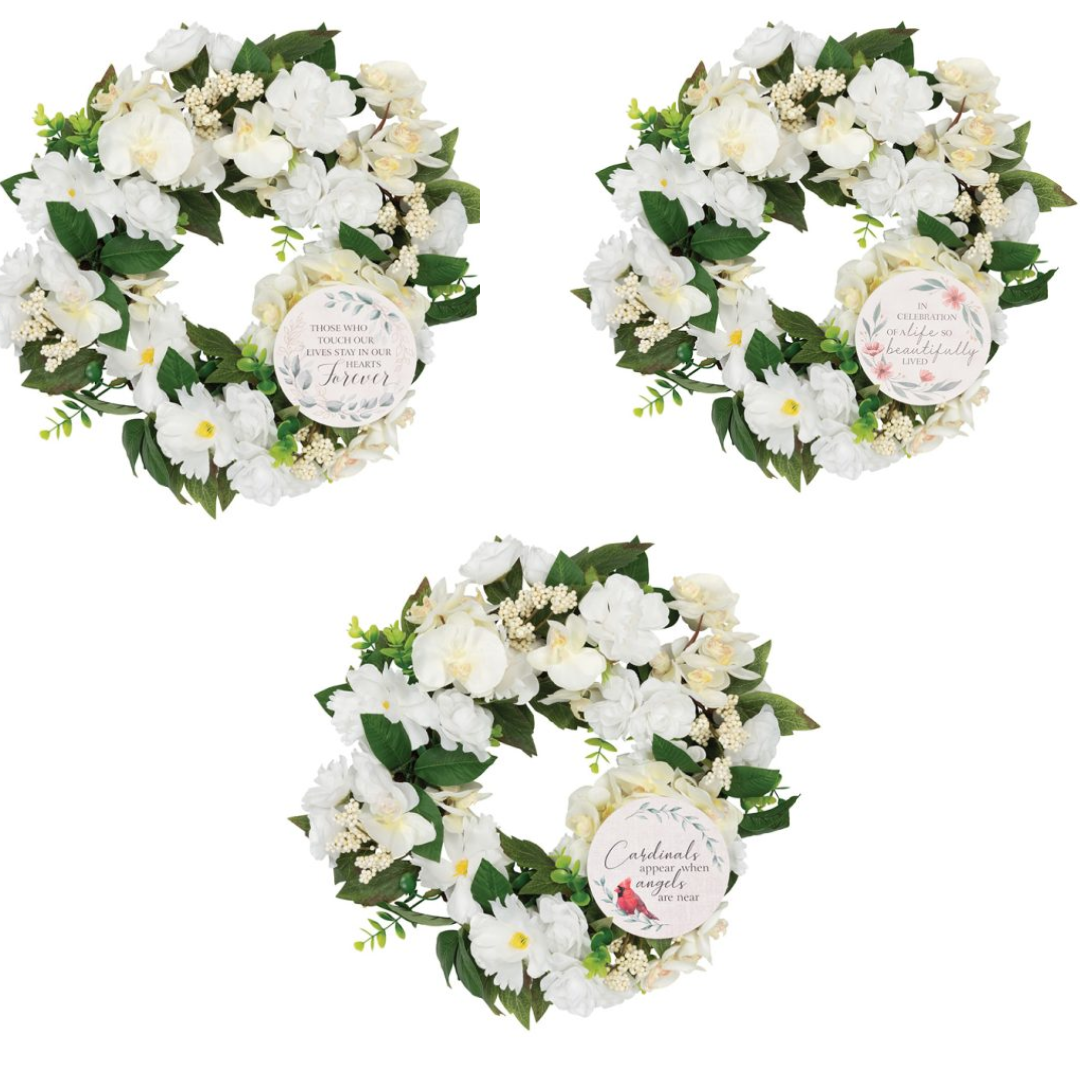 White Artificial Floral Bereavement Wreath